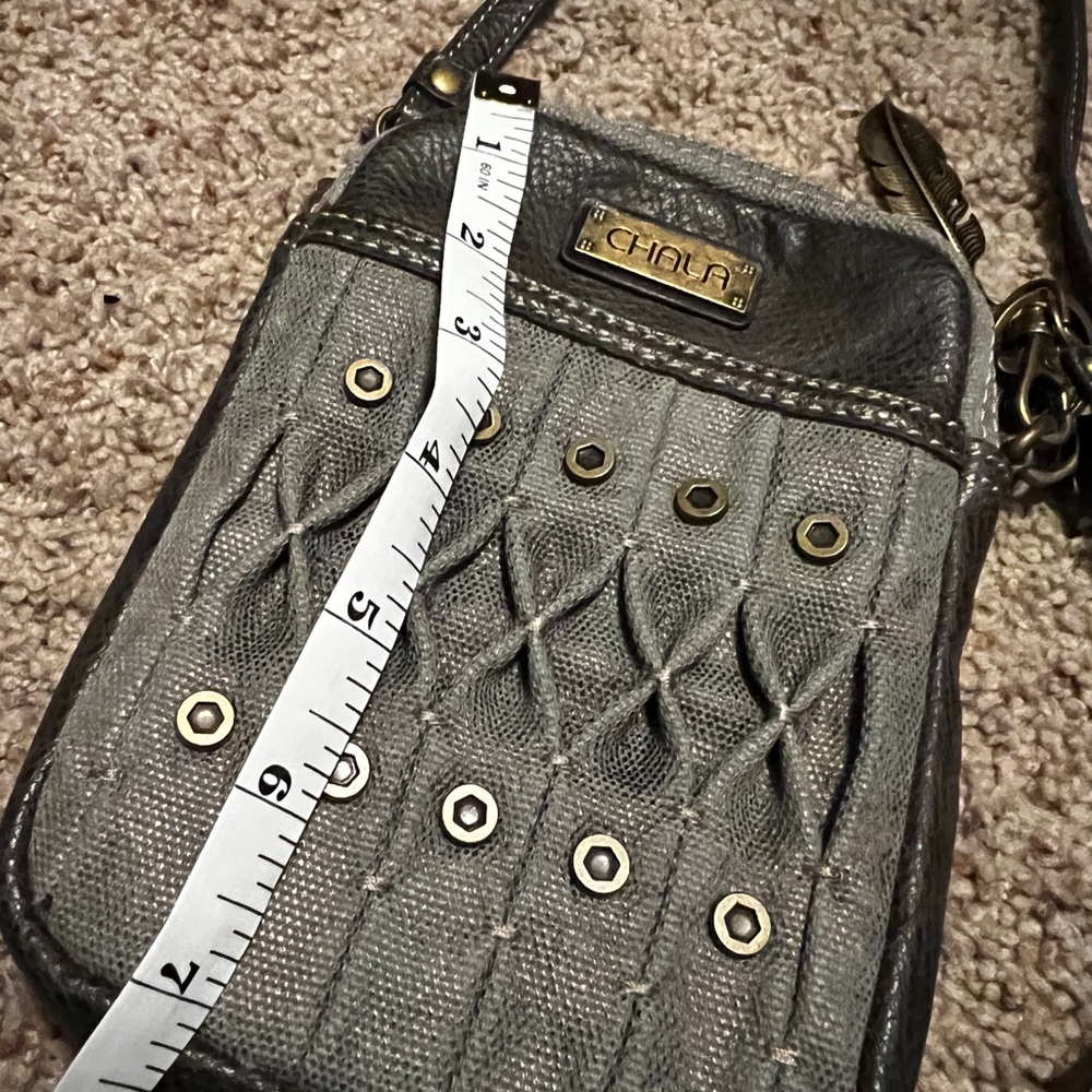 Chala Metallic Gray Crossbody Bag